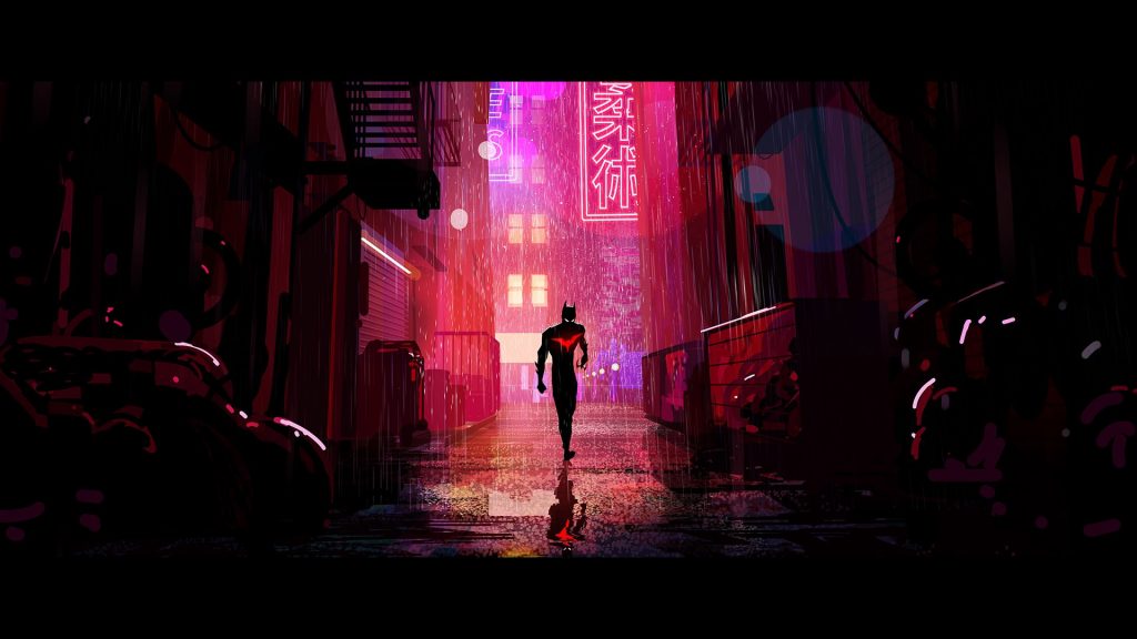 batman beyond animated movie concept art. Batman standing in an alley